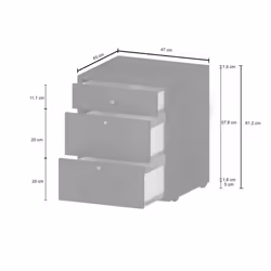 Cassettiera Asgabat, Cassettiera camera da letto , Settimino con 3 cassetti, 47x45h61 cm, Ardesia