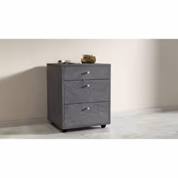 Cassettiera Asgabat, Cassettiera camera da letto , Settimino con 3 cassetti, 47x45h61 cm, Ardesia - Vista aggiuntiva 4