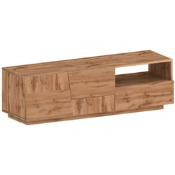 Dmora - Mobile porta tv Cecia, Credenza bassa da soggiorno con 2 ante e 1 cassetto, Base porta tv, 150x44h46 cm, Rovere