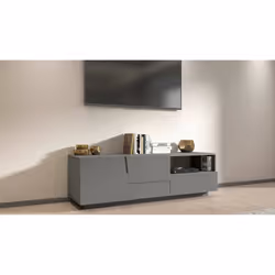 Mobile porta TV Cecia, Credenza bassa da soggiorno con 2 ante e 1 cassetto, Base porta TV, 150x44h46 cm, Antracite - Vista aggiuntiva 4