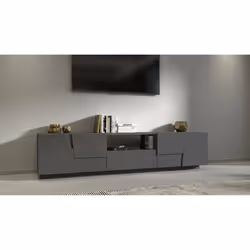 Mobile porta TV Maestrale, Credenza bassa da soggiorno con 4 ante e 1 cassetto, Base porta TV, 220x44h46 cm, Antracite