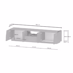 Mobile porta TV Maestrale, Credenza bassa da soggiorno con 4 ante e 1 cassetto, Base porta TV, 220x44h46 cm, Antracite