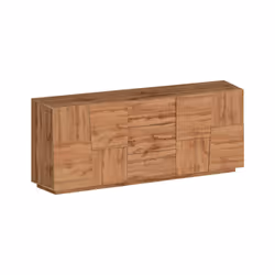 Credenza Astel, Buffet da soggiorno, Madia da salotto con 4 ante e 3 cassetti, 220x44h86 cm, Rovere