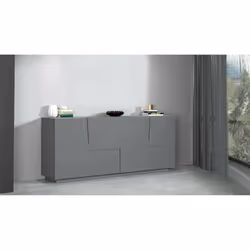 Credenza Arda, Buffet da soggiorno, Madia da salotto moderna con 4 ante, 200x44h86 cm, Antracite