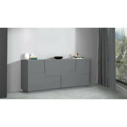 Credenza Arda, Buffet da soggiorno, Madia da salotto moderna con 4 ante, 200x44h86 cm, Antracite