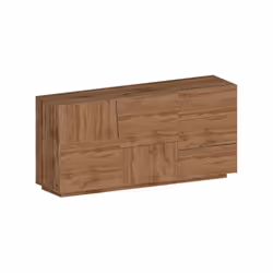 Credenza Avelignese, Buffet da soggiorno, Madia da salotto con 2 ante e 3 cassetti, 180x44h86 cm, Rovere