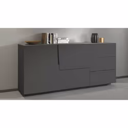 Credenza Avelignese, Buffet da soggiorno, Madia da salotto con 2 ante e 3 cassetti, 180x44h86 cm, Antracite - Vista aggiuntiva 4