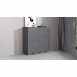 Armadio multiuso 2 ante Aulla, Mobile multifunzione, Armadietto a 2 ante, 120x44h126 cm, Antracite