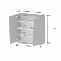 Armadio multiuso 2 ante Aulla, Mobile multifunzione, Armadietto a 2 ante, 120x44h126 cm, Antracite