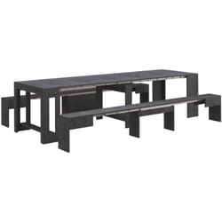 Dmora - Panca Quedan, Set di 2 sedute per tavolo da pranzo, Panche allungabili, 290x25h45 cm, Ardesia