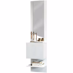 MOBILE DA INGRESSO - Armadietto multifunzione con specchio, Scarpiera a 1 anta, 45x35h190 cm, Bianco. STRUTTURA E UTILIZZO -  ...