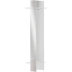 Dmora - Mobile da ingresso Maura, Armadietto multifunzione, Appendiabiti da parete con specchio, 50x35h190 cm, Bianco