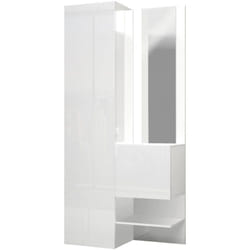 Dmora - Mobile da ingresso Bauladu, Armadietto multifunzione a 2 ante, Mobile multiuso con specchio, 90x35h190 cm, Bianco