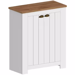 SCARPIERA - Porta scarpe salvaspazio a 2 ante, Armadio multifunzione da ingresso, 84x42h100 cm, Bianco e Rovere. STRUTTURA E ...