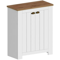 Scarpiera Adriatica, Porta scarpe salvaspazio a 2 ante, Armadio multifunzione da ingresso, 84x42h100 cm, Bianco e Rovere - Dmora