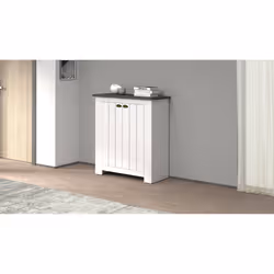 Scarpiera Adriatica, Porta scarpe salvaspazio a 2 ante, Armadio multifunzione da ingresso, 84x42h100 cm, Bianco e Ardesia - Vista aggiuntiva 4