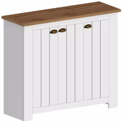 SCARPIERA - Porta scarpe salvaspazio a 3 ante, Armadio multifunzione da ingresso, 114x42h100 cm, Bianco e Rovere. STRUTTURA E ...
