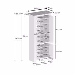 Scarpiera Shirley, Porta scarpe salvaspazio a 4 ante, Armadio multifunzione da ingresso, 84x42h200 cm, Bianco e Rovere
