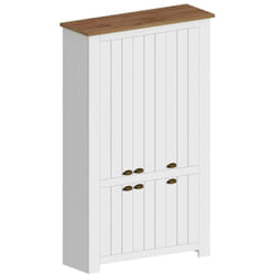 Scarpiera Apricena, Porta scarpe salvaspazio a 6 ante, Armadio multifunzione da ingresso, 114x42h200 cm, Bianco e Rovere - Dmora