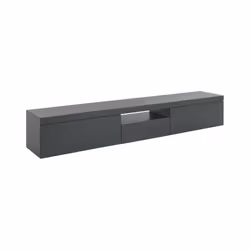 Mobile porta TV Annett, Credenza bassa da soggiorno a 3 ante, Base porta TV, 220x40h35 cm, Antracite
