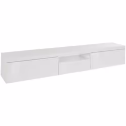 MOBILE PORTA TV - Credenza bassa da soggiorno a 3 ante, Base porta TV, 220x40h35 cm, Bianco lucido. STRUTTURA E UTILIZZO - Su ...