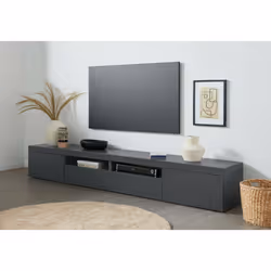 Mobile porta TV Animali, Credenza bassa da soggiorno a 3 ante, Base porta TV, 240x40h35 cm, Antracite