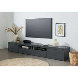 Mobile porta TV Animali, Credenza bassa da soggiorno a 3 ante, Base porta TV, 240x40h35 cm, Antracite