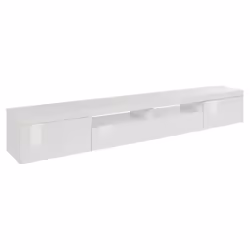 Mobile porta TV Animali, Credenza bassa da soggiorno a 3 ante, Base porta TV, 240x40h35 cm, Bianco lucido