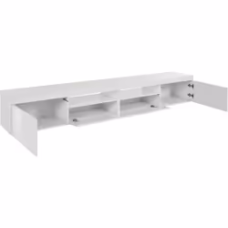 Mobile porta TV Animali, Credenza bassa da soggiorno a 3 ante, Base porta TV, 240x40h35 cm, Bianco lucido - Vista aggiuntiva 4