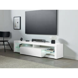 Mobile porta TV Ivy, Base porta TV, Credenza bassa da soggiorno a 1 anta, 100% Made in Italy, 160x40h35 cm, Bianco lucido