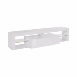 Mobile porta TV Ivy, Base porta TV, Credenza bassa da soggiorno a 1 anta, 100% Made in Italy, 160x40h35 cm, Bianco lucido
