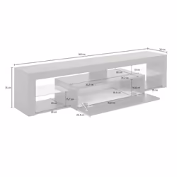 Mobile porta TV Ivy, Base porta TV, Credenza bassa da soggiorno a 1 anta, 100% Made in Italy, 160x40h35 cm, Bianco lucido