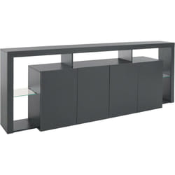 Credenza Atak, Buffet da soggiorno a 4 ante, Madia da salotto, Credenza moderna, 100% Made in Italy, 220x40h80 cm, Antracite - Dmora