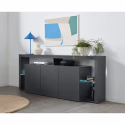 Credenza Andale, Buffet da soggiorno a 3 ante, Madia da salotto, Credenza moderna, 100% Made in Italy, 200x40h80 cm, Antracit ...