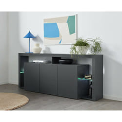 Credenza Andale, Buffet da soggiorno a 3 ante, Madia da salotto, Credenza moderna, 100% Made in Italy, 200x40h80 cm, Antracite