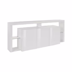 Credenza Andale, Buffet da soggiorno a 3 ante, Madia da salotto, Credenza moderna, 100% Made in Italy, 200x40h80 cm, Bianco lucido