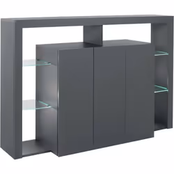 CREDENZA - Buffet da soggiorno a 3 ante, Madia da salotto, Credenza moderna, 100% Made in Italy, 150x40h100 cm, Antracite. ST ...