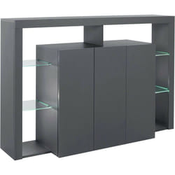 Credenza Bagnasco, Buffet da soggiorno a 3 ante, Madia da salotto, Credenza moderna, 100% Made in Italy, 150x40h100 cm, Antracite - Dmora