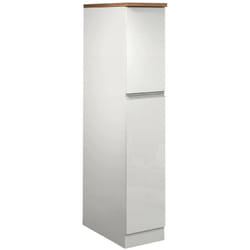 Dmora - Dispensa da cucina Atrax, Armadio multiuso, Mobile per cucinotto, Portafrigo multifunzione, 100% Made in Italy, 30x60h165 cm, Bianco lucido e