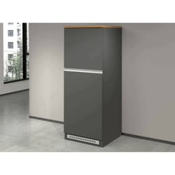 Dispensa da cucina Mesarthim, Mobile multiuso, Armadio porta frigo a 2 ante, 100% Made in Italy, 60x60h165 cm, Antracite e Rovere