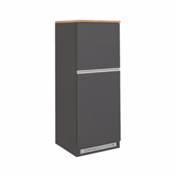 Dispensa da cucina Mesarthim, Mobile multiuso, Armadio porta frigo a 2 ante, 100% Made in Italy, 60x60h165 cm, Antracite e Rovere