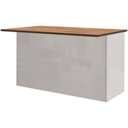 Dmora - Isola da cucina Tartaro, Armadio multiuso, Mobile per cucinotto, Tavolo ausiliario, 100% Made in Italy, 155x90h90 cm, Bianco lucido e Rovere