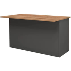 Dmora - Isola da cucina Tartaro, Armadio multiuso, Mobile per cucinotto, Tavolo ausiliario, 100% Made in Italy, 155x90h90 cm, Antracite e Rovere