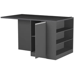 Isola da cucina Abern, Armadio multiuso, Mobile per cucinotto, Tavolo ausiliario, 100% Made in Italy, 160x90h90 cm, Antracite e Ardesia - Dmora