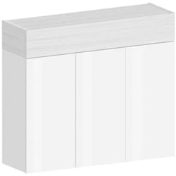 Scarpiera Griselda, Porta scarpe salvaspazio a 4 ante, Armadio multifunzione da ingresso, 114x38h100 cm, Bianco effetto larice - Dmora