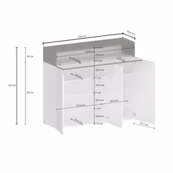 Scarpiera Griselda, Porta scarpe salvaspazio a 4 ante, Armadio multifunzione da ingresso, 114x38h100 cm, Bianco e Ardesia - Vista aggiuntiva 3