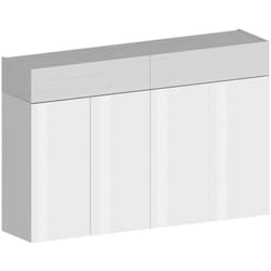 Dmora - Scarpiera Are, Porta scarpe salvaspazio a 6 ante, Armadio multifunzione da ingresso, 154x38h100 cm, Bianco effetto larice