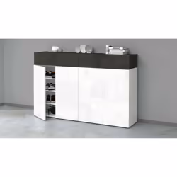Scarpiera Are, Porta scarpe salvaspazio a 6 ante, Armadio multifunzione da ingresso, 154x38h100 cm, Bianco e Ardesia