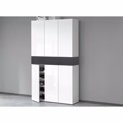 Scarpiera Charoite, Porta scarpe salvaspazio a 7 ante, Armadio multifunzione da ingresso, 114x38h200 cm, Bianco e Ardesia - Vista aggiuntiva 4