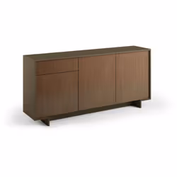 CREDENZA - Madia da salotto, Buffet da soggiorno a 3 ante e 1 cassetto, 100% Made in Italy, 170x42h78 cm, Marrone e Noce. STR ...